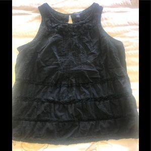 FINAL-American Eagle Black Crochet Sleeveless Tank